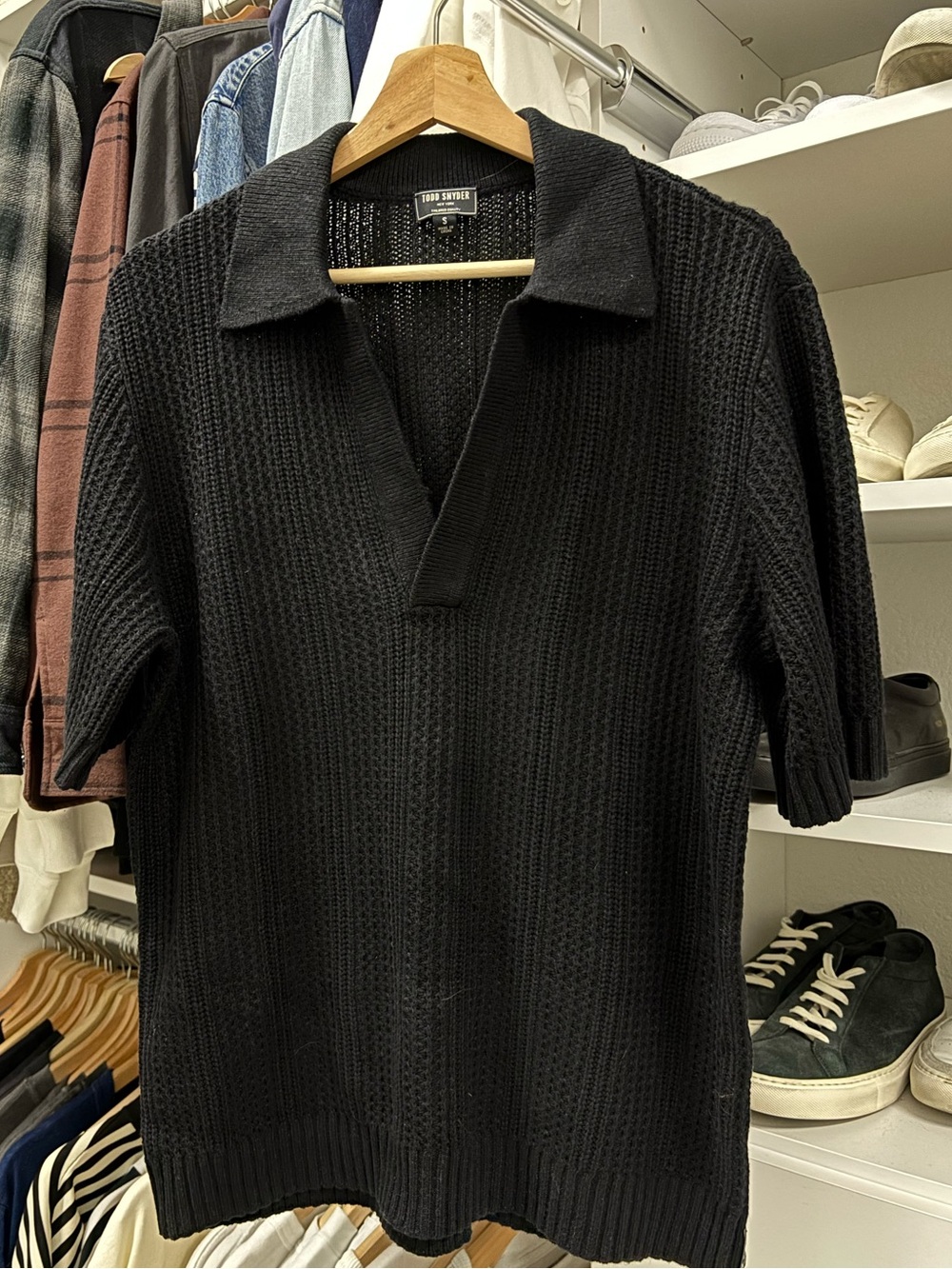 Todd Snyder Black Knit Polo